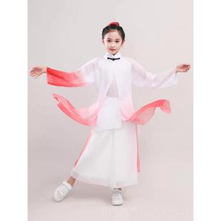 高档童男飘逸中国风儿童演水墨古典出服舞剑极太舞蹈服少年强扇子