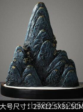 高档客厅假山石摆家居装品办公室酒子玄关小盆柜景件新中饰式山水