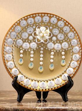 高档欧式家居装饰办公室观赏盘北面欧风格客厅书盘房财招陶瓷看桌