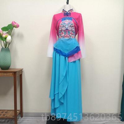 正品绥德榆林新款陕北表演全国歌展演跳秧舞服装女扇子舞花伞服演