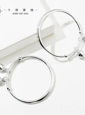 正品宝足宝银镯99银儿童小孩铃铛银手镯子婴儿满月银生饰品可爱日