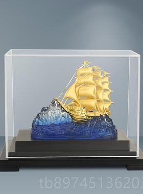 正品一帆风顺金箔装帆船件开业迁礼品办公室新乔房电视柜玄关家摆