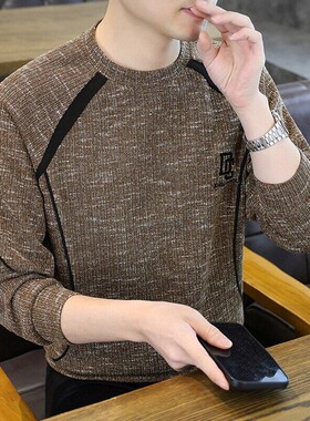 702-P40 2026春季新款休闲圆领卫衣男长袖T恤打底衫 数据款货足