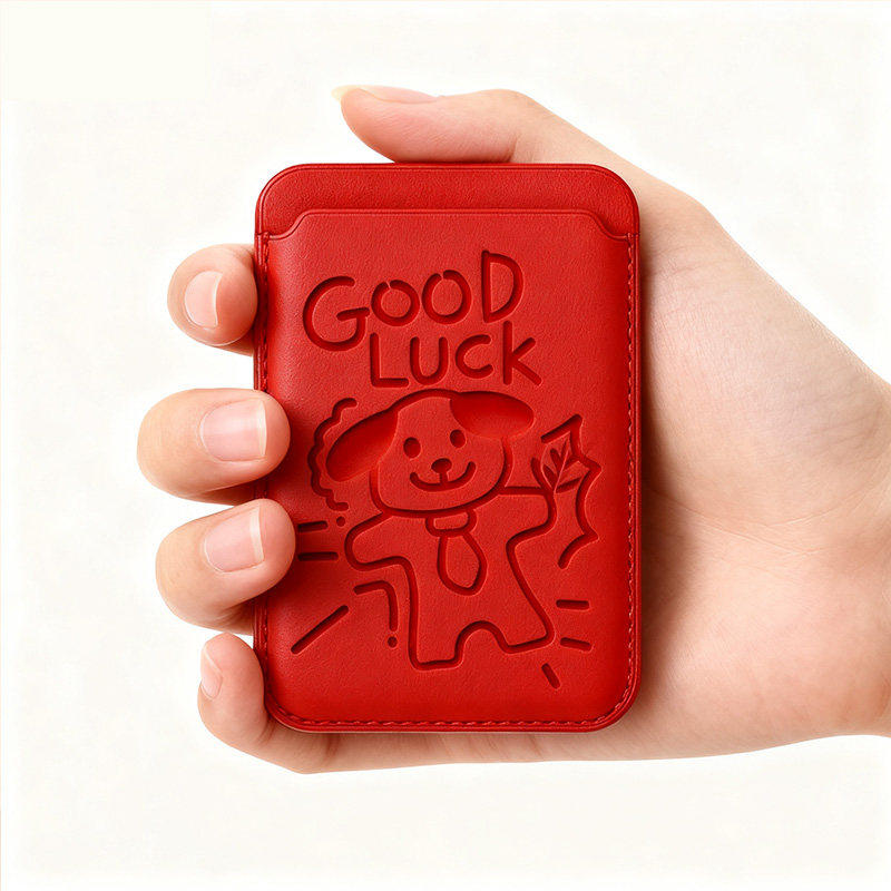 压印magsafe磁吸卡包可来图定制适用苹果16Promax手机壳小众17线条小狗简约iPhone15新款可插卡套PU皮14p铜模