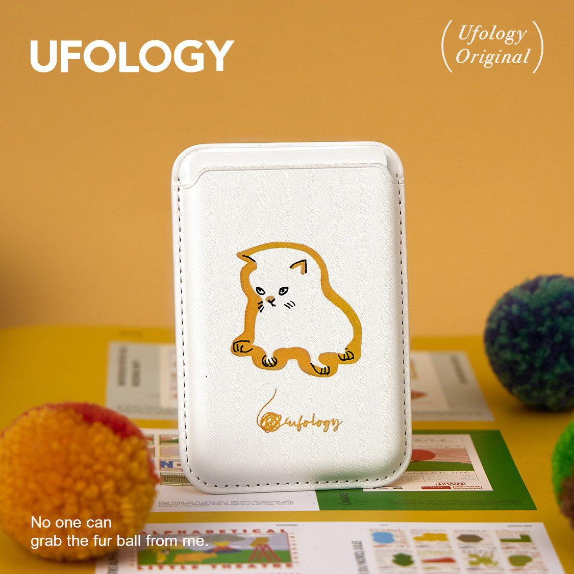 磁吸手机卡套适用苹果Magsafe 原创插画风猫咪卡包 人造革竖款设计