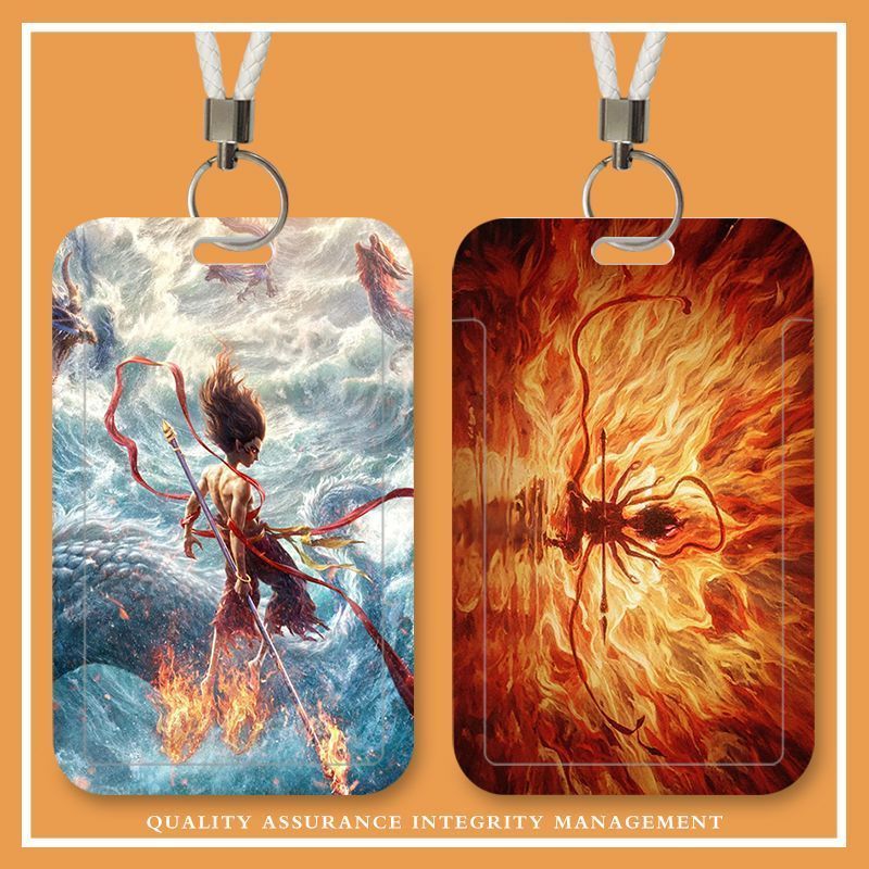 哪吒之魔童闹海学生滑盖卡套饭卡公交身份证件保护套门禁卡校园卡水卡带挂绳钥匙扣保护套厂牌套校牌定制