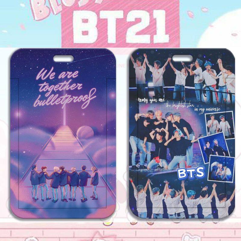 BTS防弹少年团周边学生校园卡套公交卡金泰亨校牌饭卡门禁卡厂牌厂牌挂脖卡套高颜值ins伸缩