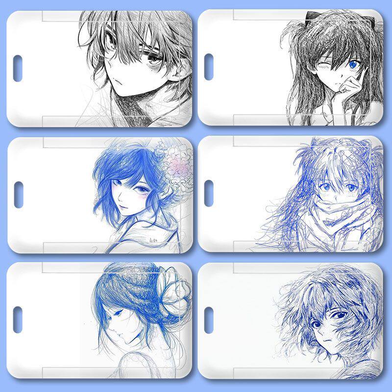 动漫素描线稿动漫卡套学生校园卡饭卡地铁公交身份证件厂牌保护套定制