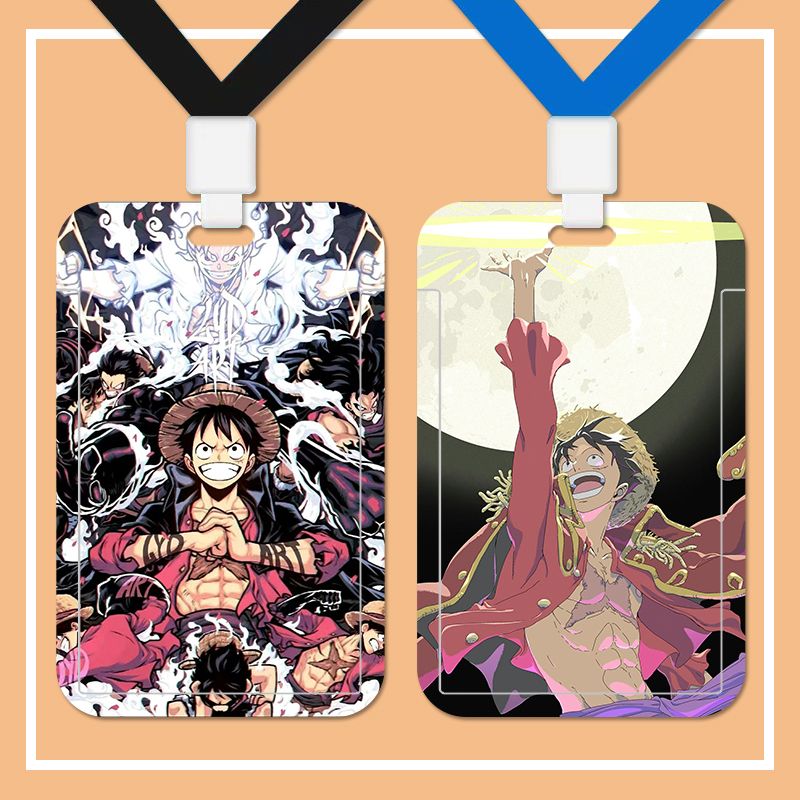 海贼王路飞饭卡卡套学生带挂绳校牌定制工厂牌电梯钥匙扣卡套一体