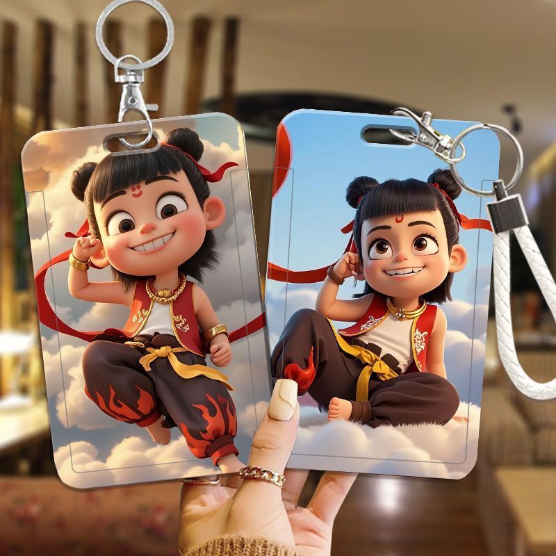 哪吒卡套校园卡保护套学生工作饭卡厂牌公交身份证件门禁校园卡套水卡带挂绳钥匙扣保护套厂牌套校牌定制
