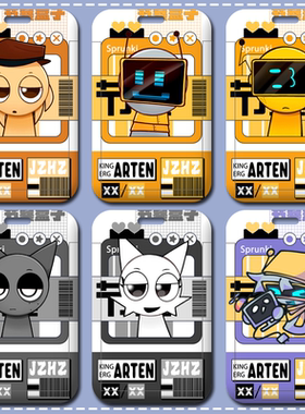 节奏盒子sprunki周边滑盖卡套可爱学生校牌饭卡套公交卡门禁工牌水卡带挂绳钥匙扣保护套厂牌套校牌定制