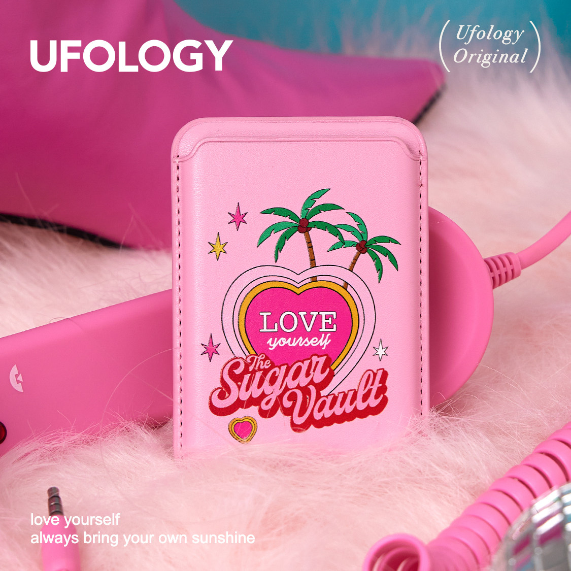 Ufology原创设计磁吸手机卡包适用苹果magsafe卡套粉色芭比潮