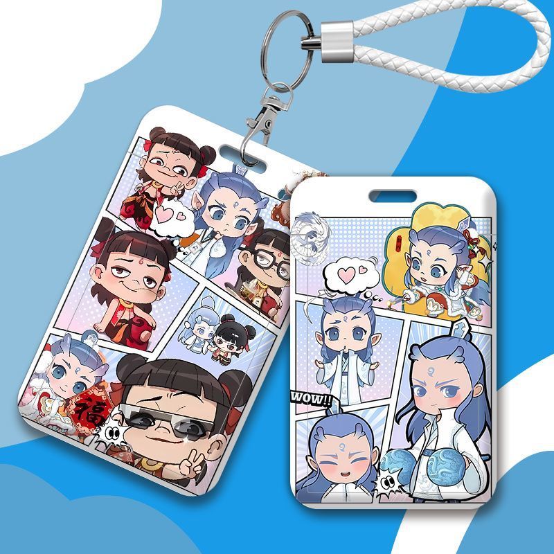 哪吒敖丙新款拼贴卡套公交卡学生校园卡饭卡身份证件保护套门禁卡水卡带挂绳钥匙扣保护套厂牌套校牌定制