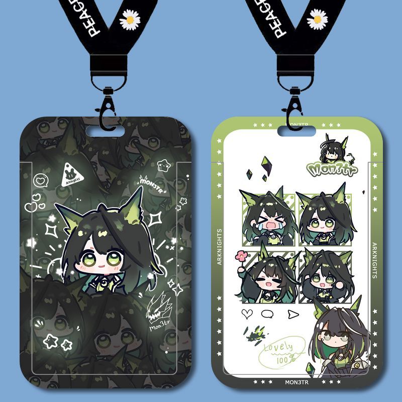 明日方舟Mon3tr可爱表情包学生校园卡套工作证件保护套校牌公交卡水卡带挂绳钥匙扣保护套厂牌套校牌定制