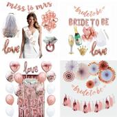 拉花新娘单身派对装 玫瑰金纸扇花雨丝婚礼布置Bride 饰套装