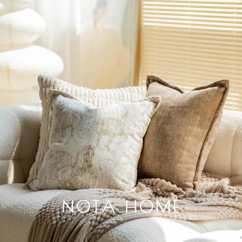 2025年新款赖兔毛抱枕套北欧风纯色简约靠枕客厅沙发法式轻奢抱枕