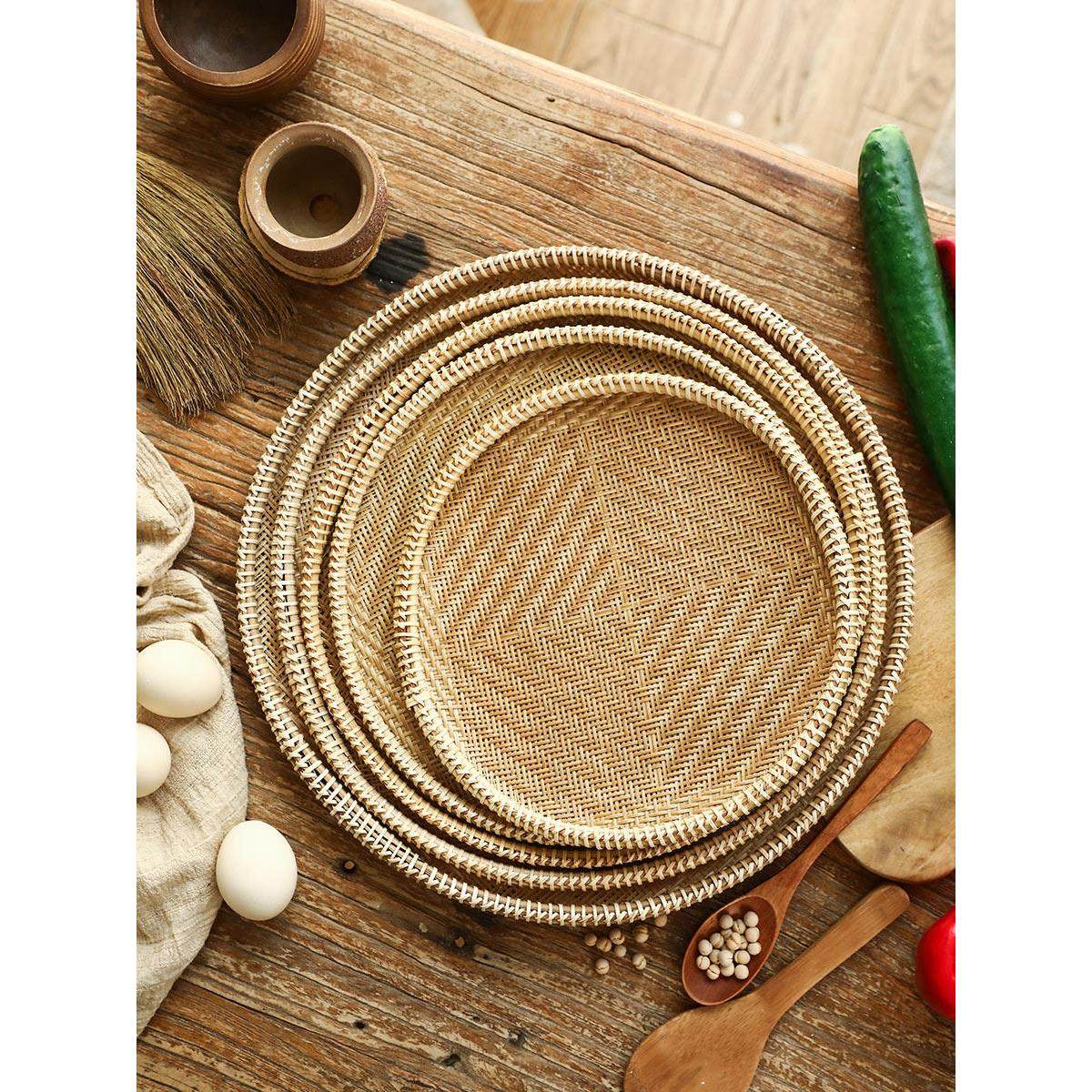 异丽手工竹编制品篮子竹筛子圆簸箕家用馒头筐竹子箩筐果篮收纳筐