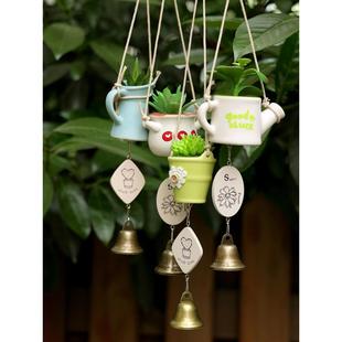 日式创意小清新盆栽卡通风铃挂件木牌铃铛挂饰风铃玄关民宿装饰