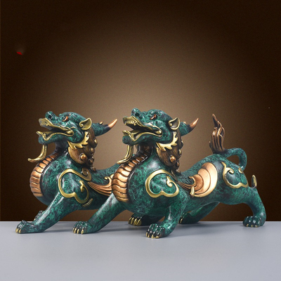 纯铜貔貅摆件一对公母黄铜工艺品