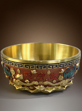 纯铜聚宝盆摆件存钱罐工艺品