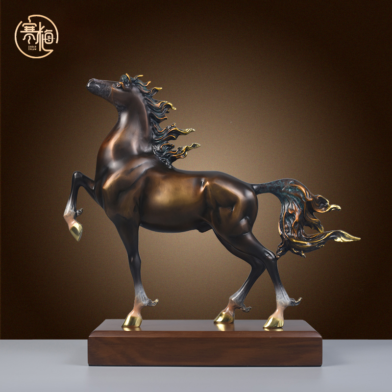 纯黄铜马摆件马到成功生肖马