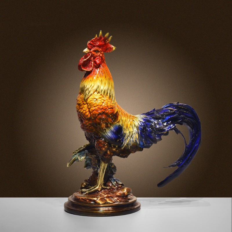 纯黄铜鸡摆件中式入户玄关装饰品