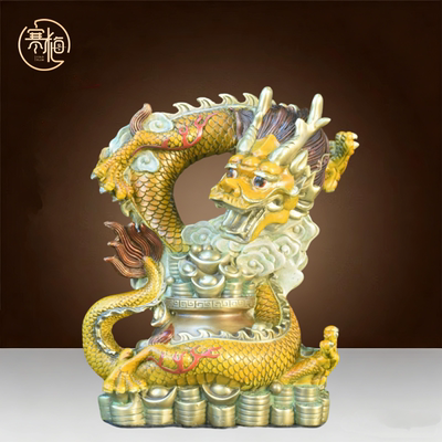 纯铜祥龙聚宝生肖龙青龙汉龙摆件