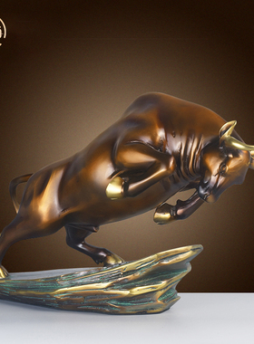 纯黄铜牛摆件华尔街牛股市牛