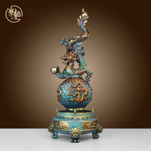 纯黄铜龙腾盛世乾坤球青龙摆件家居客厅办公室吉祥物开业装饰礼品