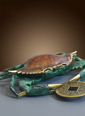 纯铜螃蟹摆件横财八方来财