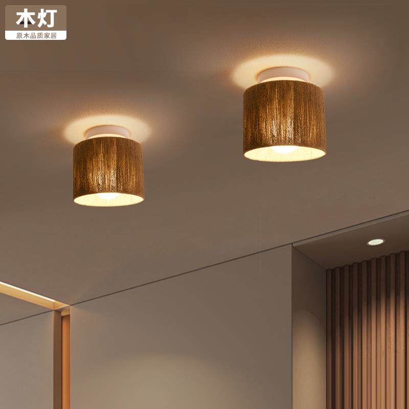 北欧麻绳灯罩简约现代创意个性饭厅客厅卧室书房布艺走道吸顶灯具