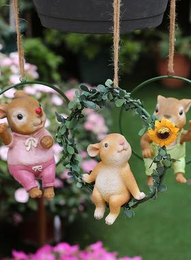 户外庭院花园装饰工艺品小兔子动物挂件创意树脂仿真卡通雕塑摆件