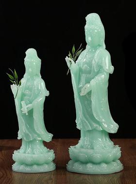 南海观音菩萨佛像摆件客厅家用供奉站立神像保平安求子观世音菩萨