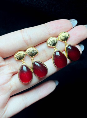 云上叙14 DS75005-琥珀耳坠-多样性发其一-裸14x10x3mm（甄选）