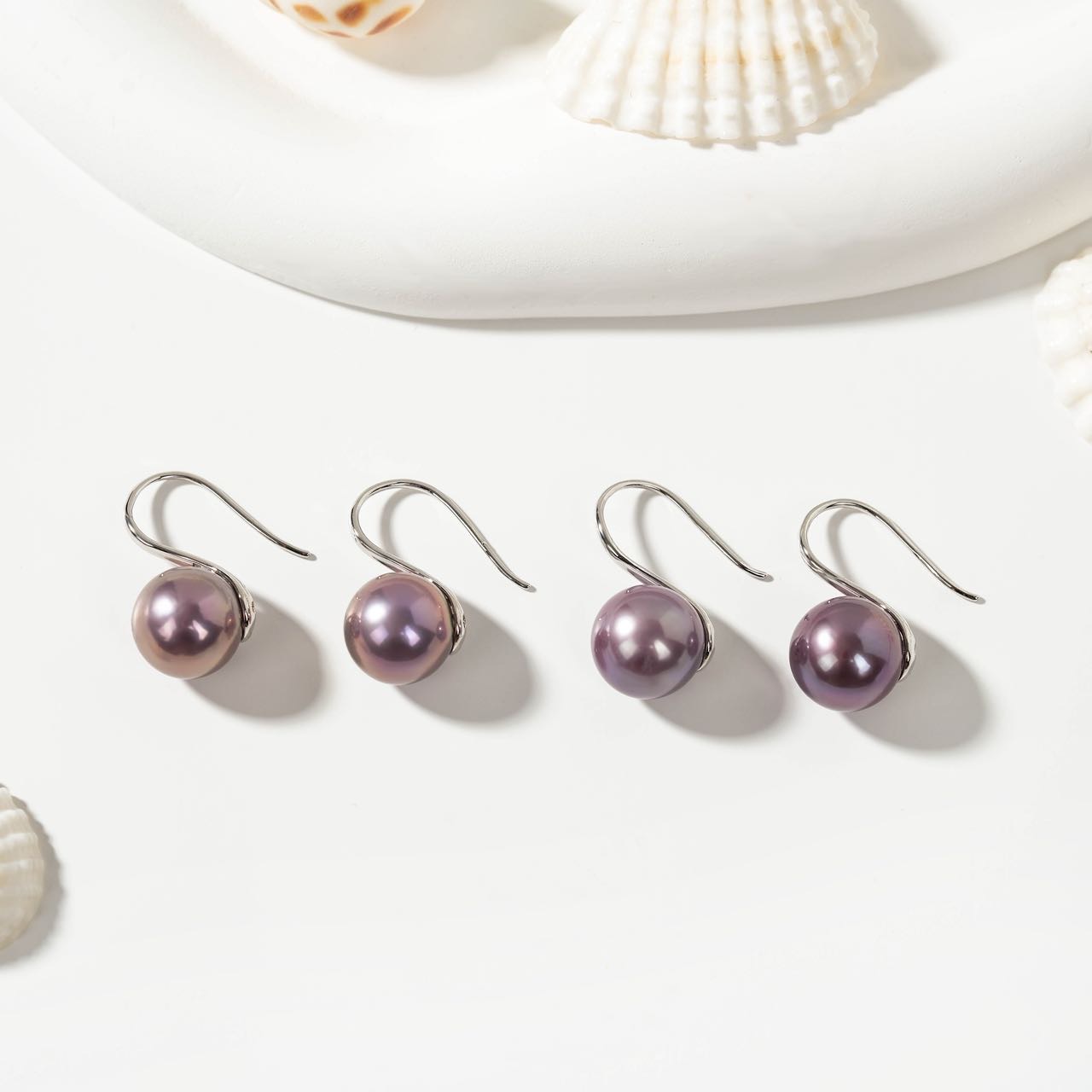 【云上叙】S925银镶嵌珍珠耳钩多样性发一10mm-V84468-E（商城）