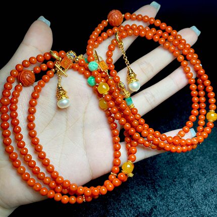 云上叙7 DS67454-南红DIY项链-多样性发一件-4.5mm（甄选）