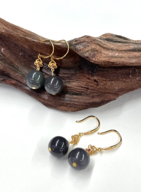 云上叙30 DS29521 和田玉耳钩-多样性发一件-约11.5mm（甄选）