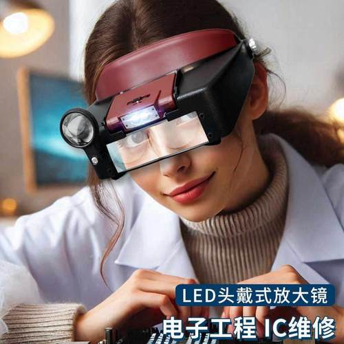 头戴式放大镜带灯老年人阅读高清