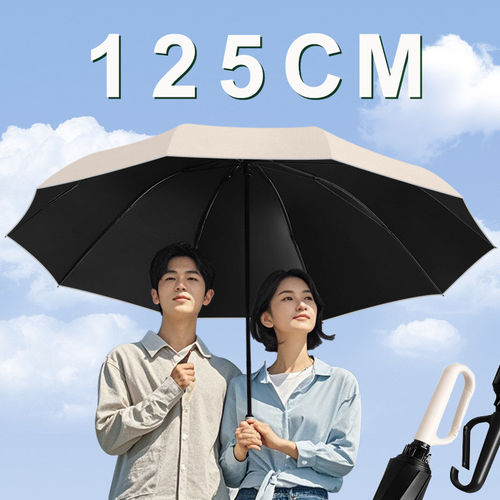 超大折叠反向伞手动环扣柄加固加厚黑胶晴雨两用防紫外线带反光条