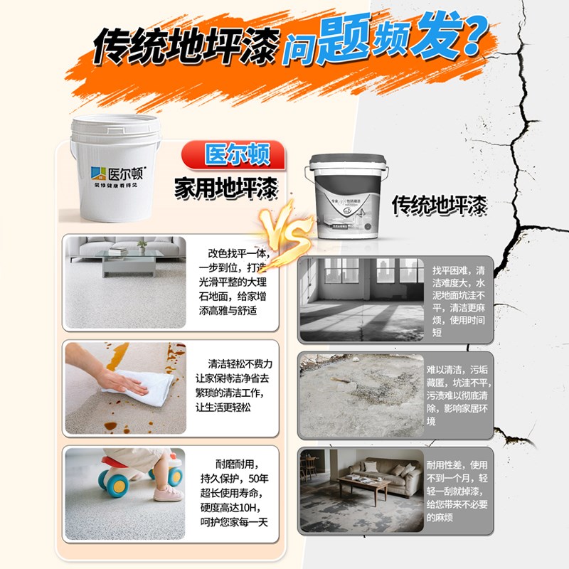 环氧彩砂自流平水泥面地坪漆室内家用卫生间仿大理石瓷砖防滑耐磨