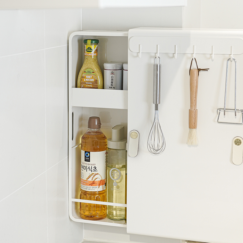 御仕家免打孔壁挂调味罐架抽拉式调味料调味品收纳厨房用品置物柜