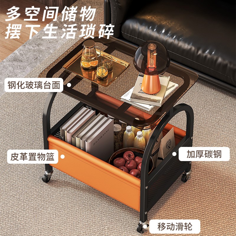 沙发边几可移动中古小推车客厅小茶几置物架家用复古卧室床边桌子