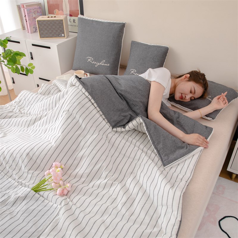 #格子全棉#夏凉被抱枕车用被子两用午睡毯子二合一夏季空调被靠枕