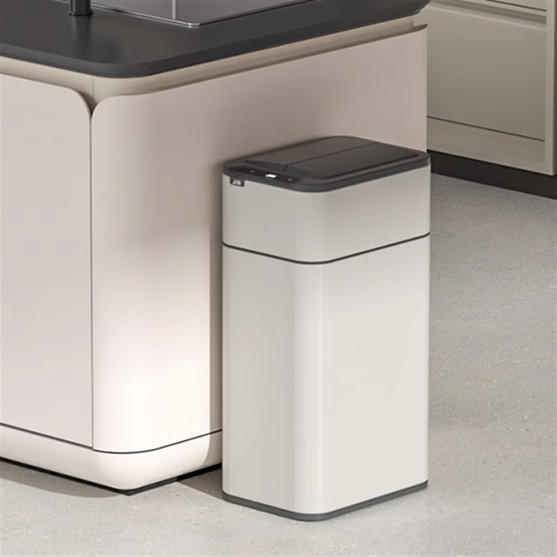 双向开门不锈钢智能感应垃圾桶 一拉打包家用厨房卫生桶