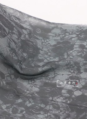 深灰色晕染玫瑰印花雪纺布料 加捻垂坠感旗袍复古连衣裙服装面料