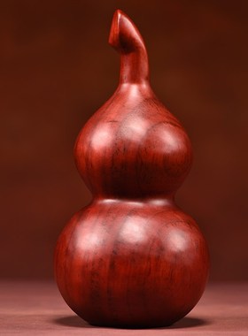 红色花梨木雕葫芦摆件木质葫芦家居客厅办公室装饰工艺品乔迁礼品