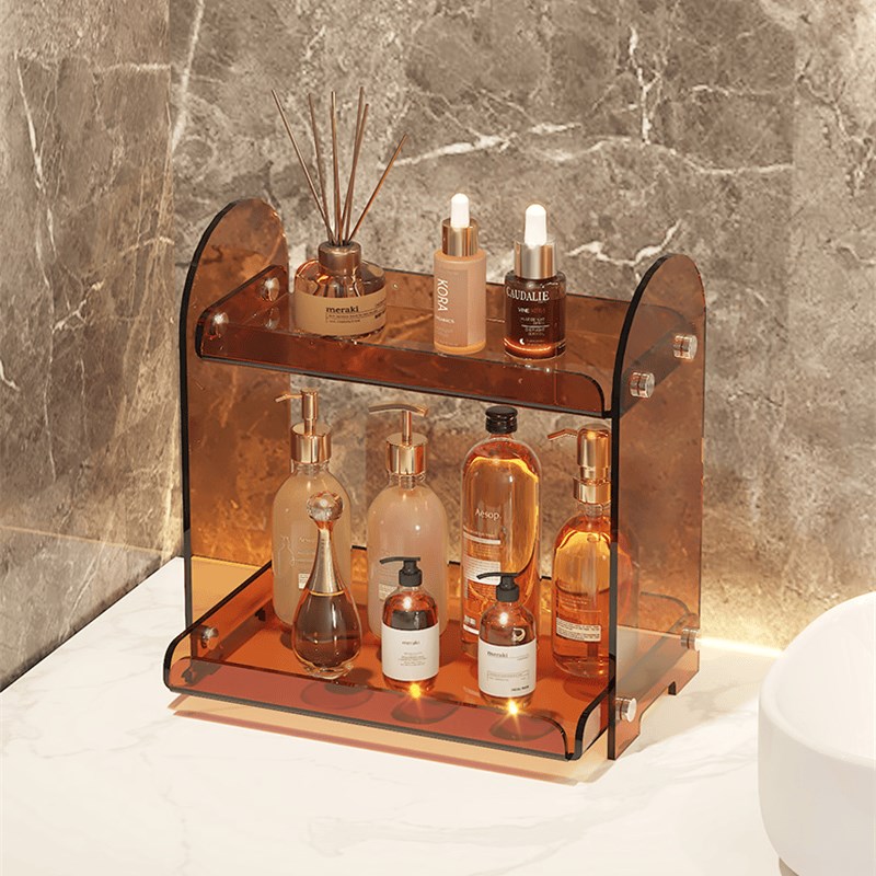 洗漱台化妆品置物架台面卫生间浴室轻奢风亚克力多层桌面收纳盒子