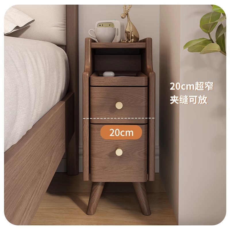 全实木极窄床头柜卧室家用小型迷你夹缝30CM床边收纳储物柜子简约