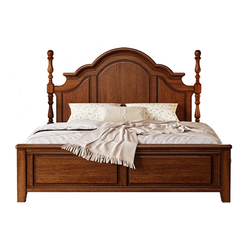 美式复古实木床现代简约1.8米双人床家用家具卧室储物床2米大床
