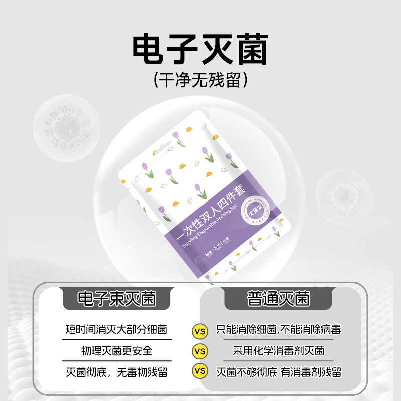 一次性床上四件套被罩床单枕套住酒店旅行用品火车卧铺三件套加厚